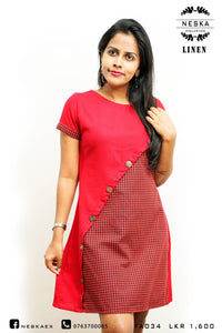 CASUAL RED CHECK DRESS | Linen